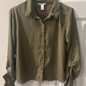 Urban Heritage Olive Green Button-Down Blouse